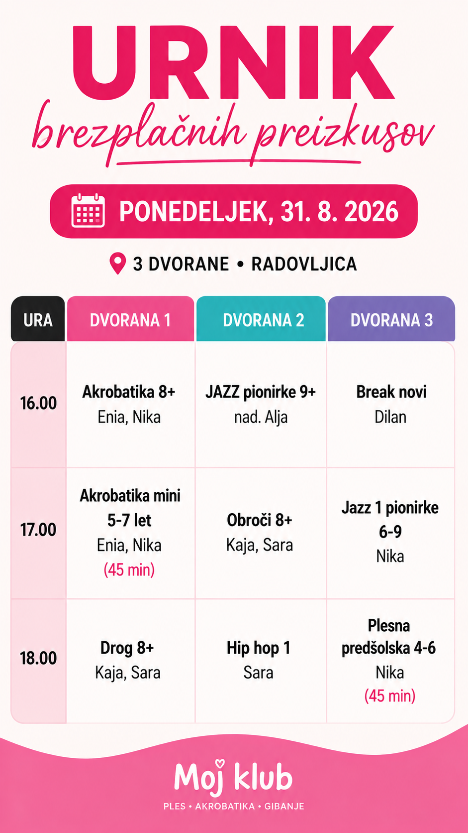 Urnik dnevov odprtih vrat